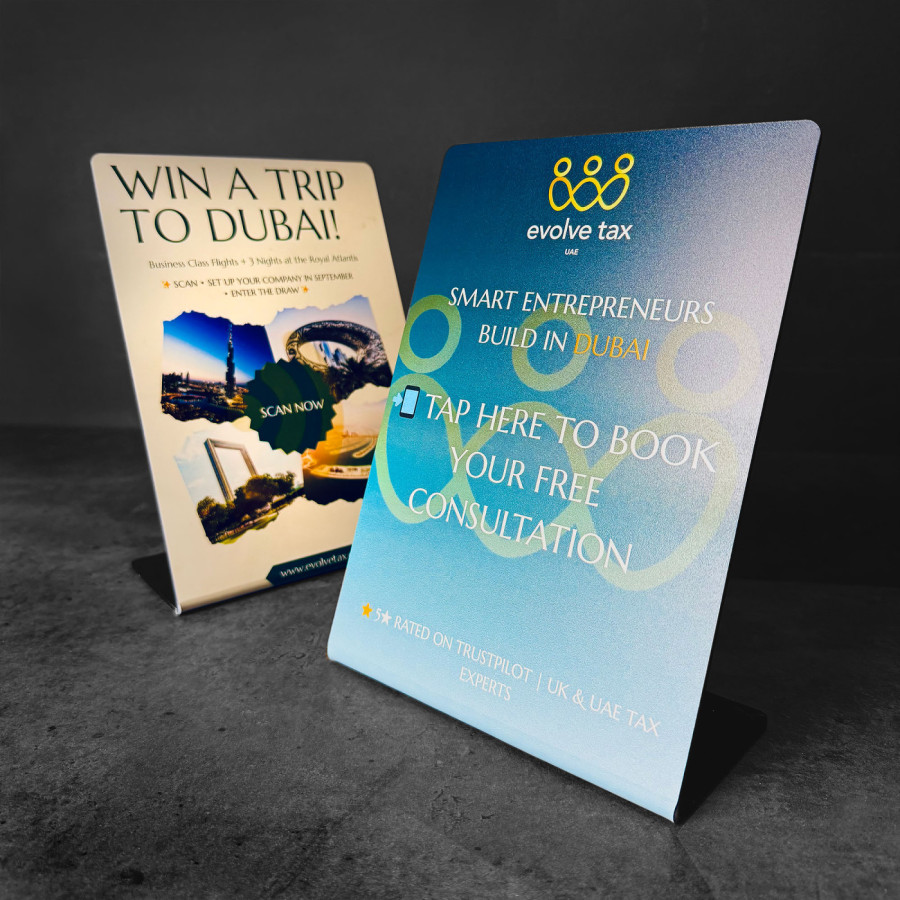 Small A6 Contactless NFC Table Talker Sign